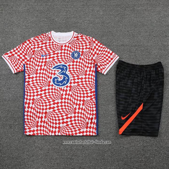 Chandal del Chelsea 2022 2023 Manga Corta Rojo y Blanco - Pantalon Corto